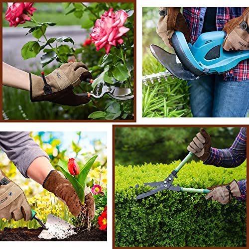 Leather Work Gloves for Men or Women.Gardening (Small (Pack of 1) / Coffee - Grey)