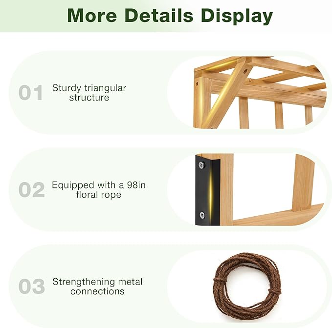 Aoxun 108" Raised Garden Bed with Trellis, Wood Planter Container with Hanging Roof & Garden Boxes for Climbing Plants Flowers Vine (3 piece)