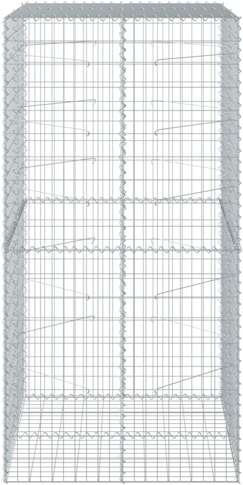 Galvanized Iron Gabion Basket with Cover 39.4"x39.4"x78.7" Outdoor Metal Mesh Planter Box for Raised Garden Beds, Decorative Walls & Landscaping