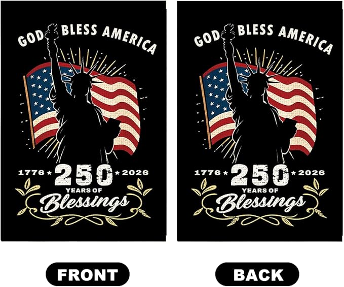 250th Anniversary USA Garden Flag for Outside 1776-2026 Patriotic American Flag Double-Sided Waterproof Yard Flag 12x18 Inch 4th of July Decorations USA 250th Merchandise God Bless America 4