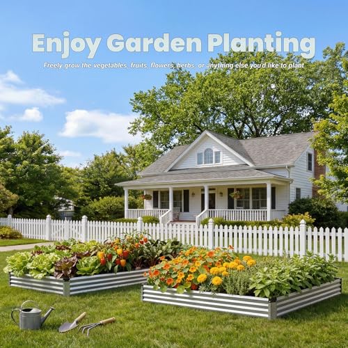 2Packs 8x4x1 FT Raised Garden Beds Outdoor (Silver / 8×4×1 ft (2Packs))