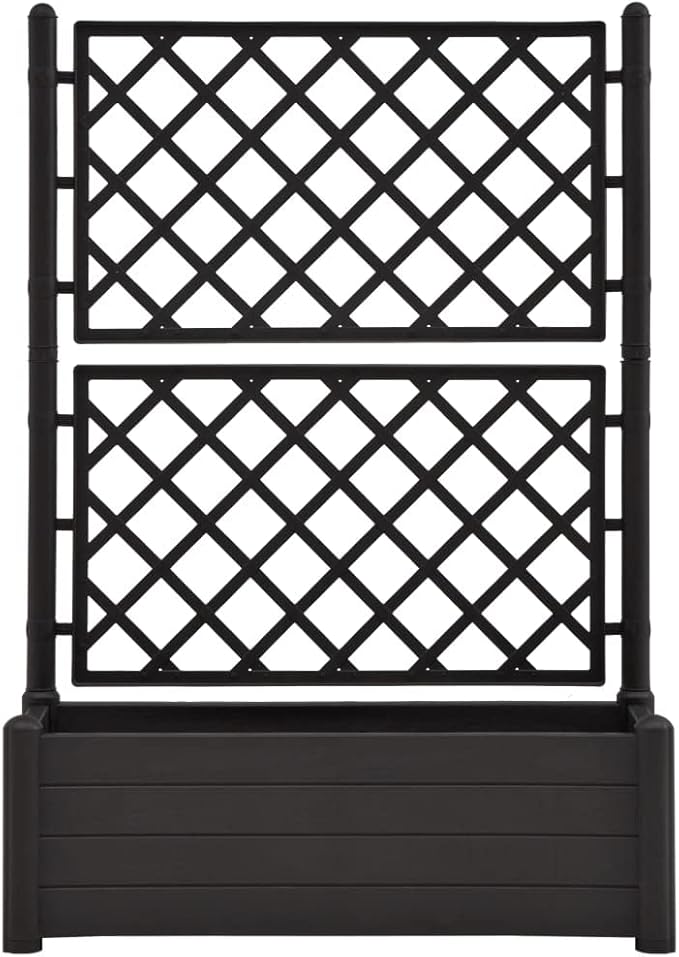 Garden Planter with Trellis,PP Planter with Trellis, Planter Box with Trellis, Raised Garden Bed Outdoor for Plants Hanging Flower Baskets, 39.4"x16.9"x55.9" Anthracite