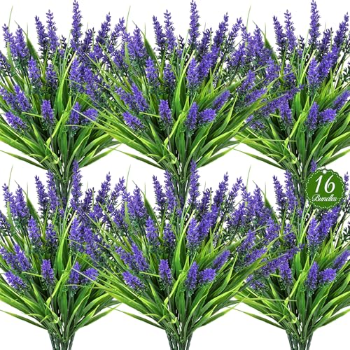 16PCS Artificial Flowers for Outdoors (Purple / 16PCS)