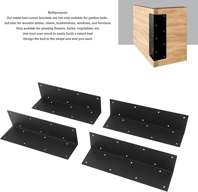 4Pcs Garden Bed Corner Brackets 20 Inch Metal Furniture Raised Garden Bed Corner Brackets Steel Corner Bracket for Raised Bed for Room Furniture Outdoor Garden Raised Beds