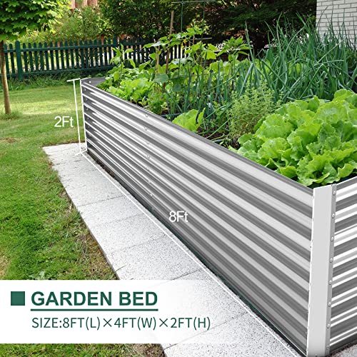 8×4×2 ft Galvanized Raised Garden Bed Kit (8×4×2ft（Rectangular） / 1-silver)
