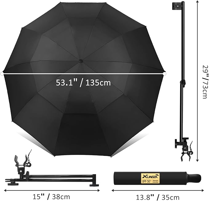 UPF 50+ Beach Umbrella with Adjustable Universal Clamp