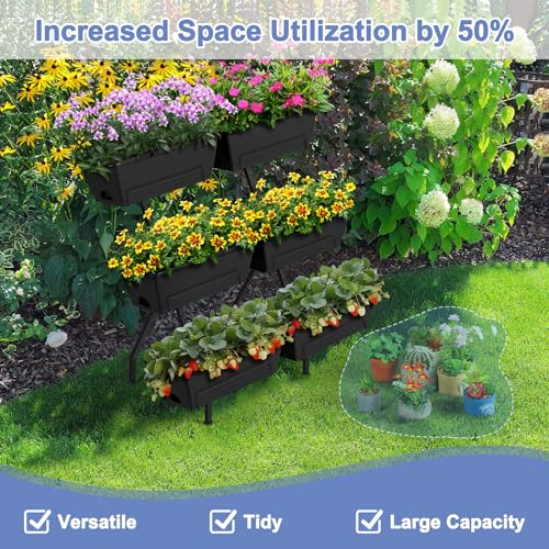 Raised Garden Beds Outdoor with Planter Boxes Vertical Raised Bed with Legs (Black)