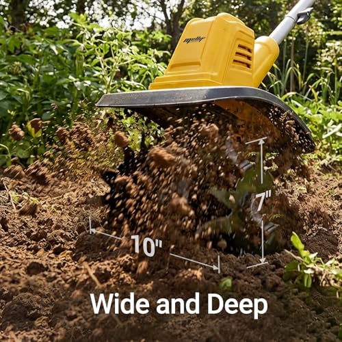 Battery Powered Garden Tiller Compatible with DeWalt 20V Battery (Yellow-No Battery)