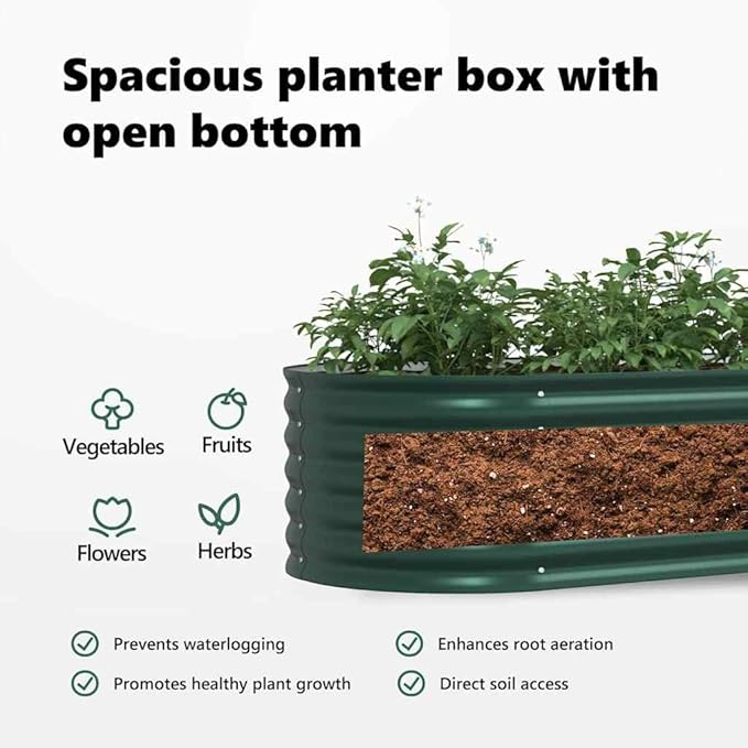 vidaXL Green Garden Raised Bed 63 x 31.5 x 17.3 in Made of Galvanized Steel with Modern Design for Outdoor Use Planter Container for Vegetable Flower Herb Gardening Patio