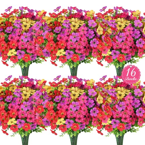 16PCS UV Resistant Artificial Flowers for Outdoors (Mix 4 Colors / 16PCS)