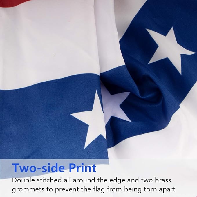 3X6 Feet American Flag Bunting - USA Pleated Fan Flag for Outdoor 4th of July - Vivid Color and Fade Resistant - Double Stitches Canvas Header with Three Brass Grommets