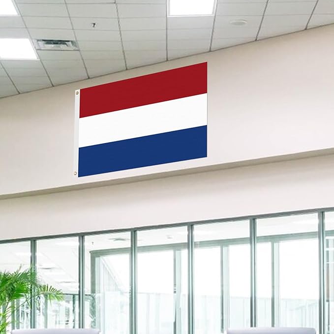 ASUNO Netherlands Flag 3 × 5 Feet Polyester Dutch National Banner with 2 Brass Grommets Double Side Vivid Color Fade Resistant for Outside Garden Lawn Patio