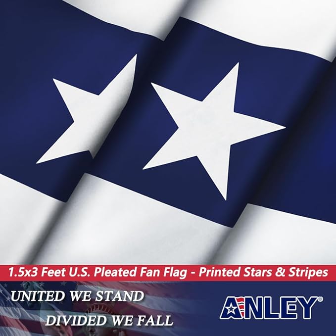 Anley US National Pleated Fan Flag, 1.5x3 ft American Bunting Flag Patriotic Stars & Stripes - Sharp Color and Fade Resistant - Canvas Header and Brass Grommets - United States 1.5 x 3 Feet Half Fan Banner