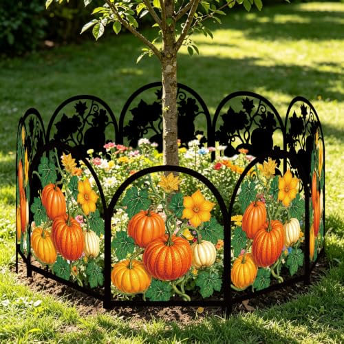 6 Pack Fall Pumpkin Decorative Garden Fence (Pumpkin)