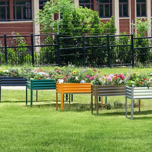 Galvanized Raised Garden Bed with Legs (Silver / 96×24×32in)