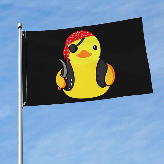 Pirate Rubber Duck Flag 3x5 Ft Outside Viking Flag Garden Yard Banner Outdoor Decorative Sign