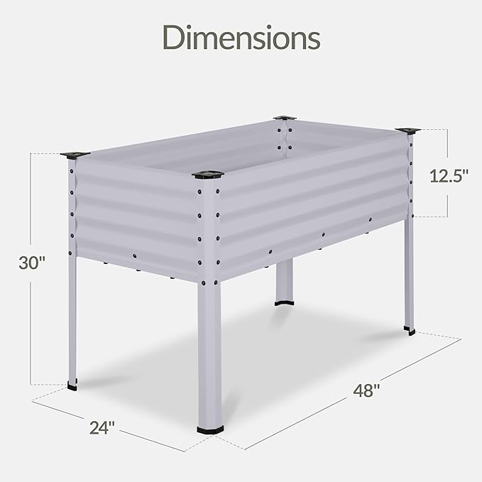 Best Choice Products 48x24x30in Galvanized Raised Garden Bed, Metal Elevated Planter Box, Vegetable Garden for Backyard, Patio, Balcony, 100% Non Toxic Materials - Moonlight Gray