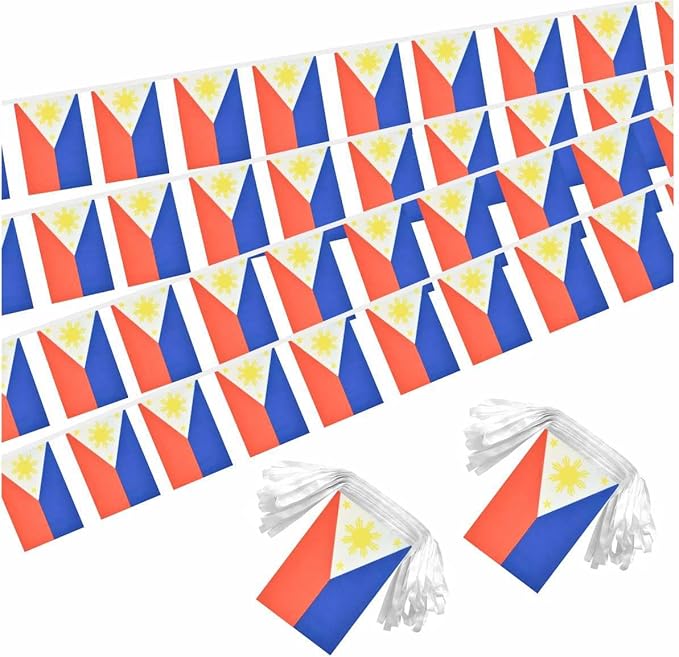 2 Pack Philippines Flag Banner String Small Mini 66 Feet 60 Pcs Philippine Hanging Flags Decoration