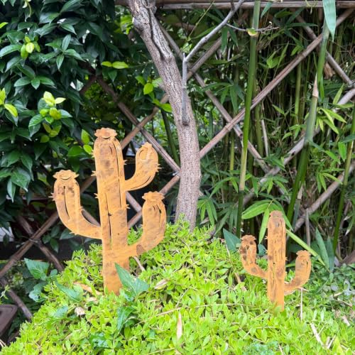 2PCS Rusty Cactus Decorative Garden Stakes (Rusty Cactus)