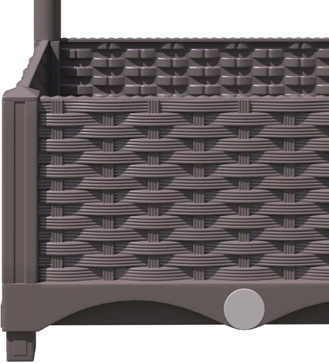 Garden Planter with Trellis Brown 47.2"x47.2"x47.8" PP Raised Garden Bed Elevated Planter Box for Outdoor Plants with Integrated Trellis for Climbing Plants Like Tomatoes and Peas