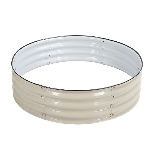 Raised Garden Kit 304 Stainless Steel Raised Bed Oval Shape 11in High, and Stable Raised Bed Kit Raised Plant Beds Vegetables Plant Bowl Large (White)