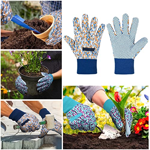 Floral Gardening Gloves for Women (2 Pairs - Dark Green Flowers)