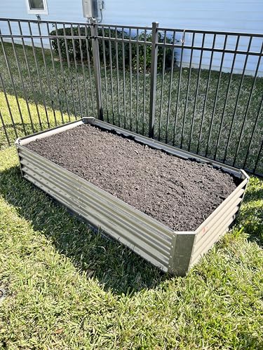 Anleolife 6x3x1.5ft Rectangular Galvanized Raised Garden Bed (Rectangle Grey / 6×3×1.5ft Tall)