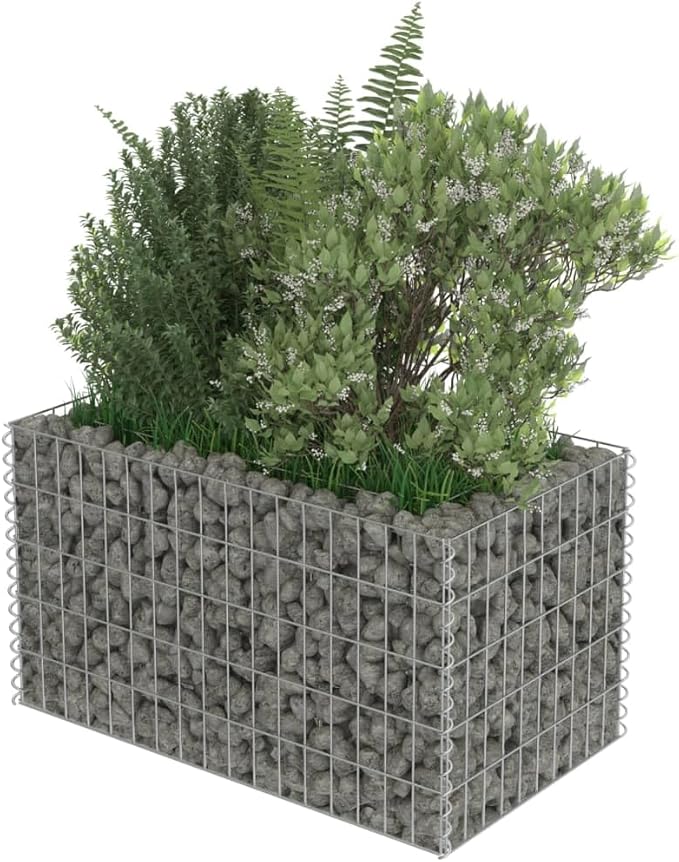 Gabion Raised Bed Galvanized Steel 35.4"x19.7"x19.7",Raised Garden Bed,Outdoor Planters for Flower Herb Garden