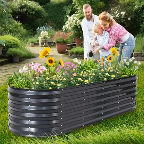 Galvanized Raised Garden Bed Outdoor (Gray / 6×2×1.4ft（1pcs）)