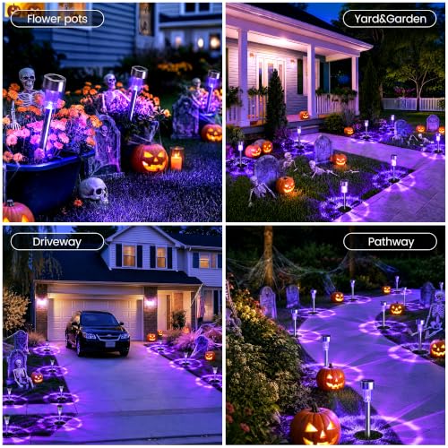 Solar Halloween Lights Outdoor Waterproof 12 (Purple / 12 pack)
