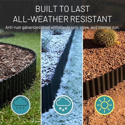 40FT x 8IN Flexible Corrugated Metal Garden Edging Roll (Black / 40FT × 8IN)