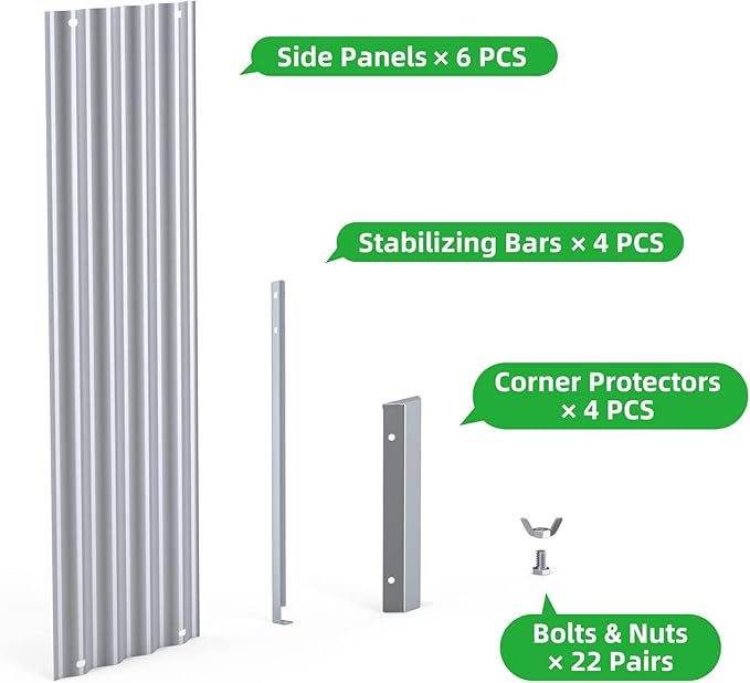Highpro Raised Garden Bed 6x3x1ft Galvanized Metal Planter Boxes for Herbs Vegetables, Flowers and Succulents Silver