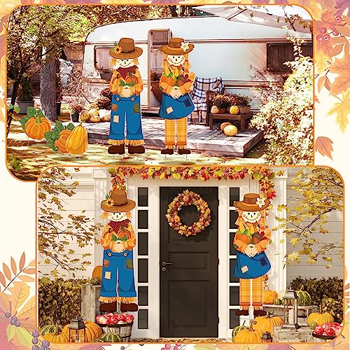 4 Pieces Fall Outdoor Decorations Scarecrow Yard Stake for Garden (Scarecrow)