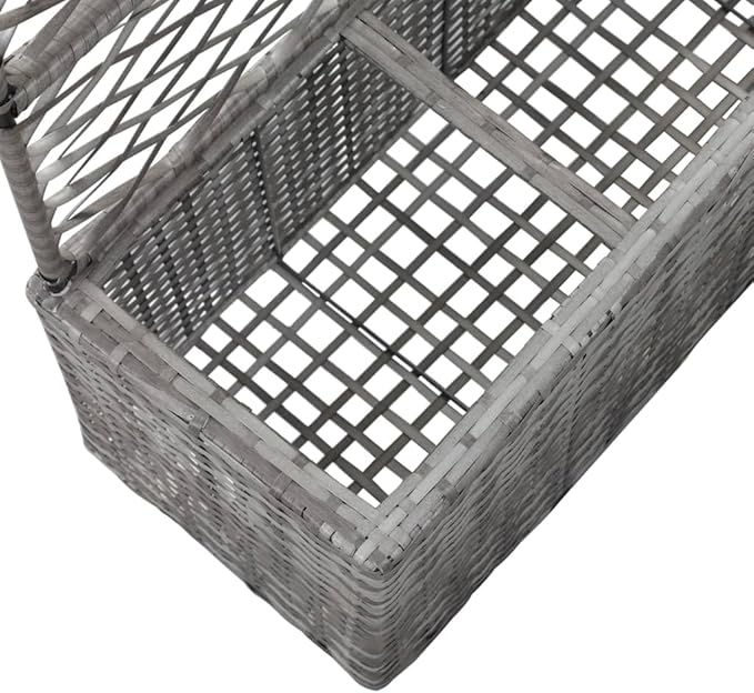 Trellis Raised Bed.Staircase Raised Garden,Wooden Raised Garden Beds Suitable for Growing Flowers, Porch and Fruits, Herbs with 3 Pots 32.7"X11.8"X51.2" Poly Rattan Gray