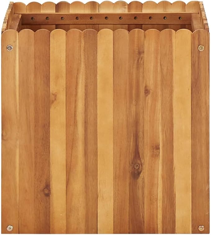 Garden Raised Bed 19.6"x19.6"x19.6" Solid Acacia Wood Decorative Plant Pots Large Flower Pots Plant Pots Outdoor Plants Pots for Gardening Outdoor Porch Plants
