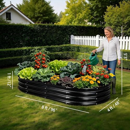 8×4×1 ft Large Black Raised Garden Bed Planter (Black / 8×4×1 ft (1 pcs))