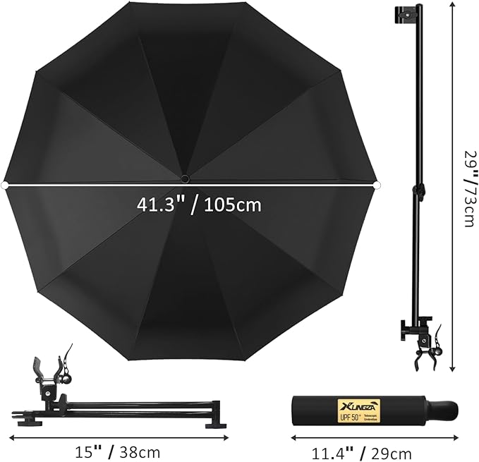 UPF 50+ Beach Umbrella with Adjustable Universal Clamp