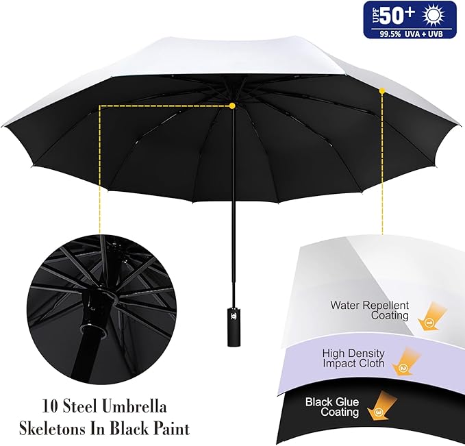 UPF 50+ Beach Umbrella with Adjustable Universal Clamp