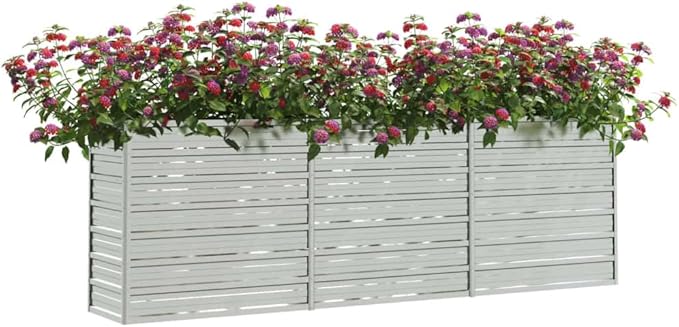 Garden Raised Bed 94.5"x15.7"x30.3" Galvanized Steel Silver,Raised Garden Bed,Outdoor Planters for Flower Herb Garden