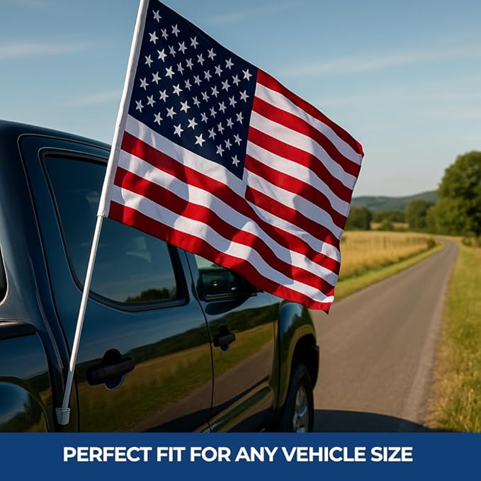 Custom Car Flag by DreamController - Personalized Flag with Your Photo, Text or Logo | Durable, Fade-Resistant, Weatherproof Window Flag for Cars, Parades, Sports & Outdoor Events - 12x17 inch