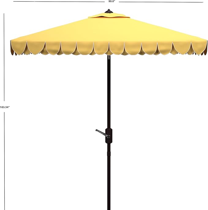 Safavieh Outdoor Elegant Valance White and Black 7'6" Square UV Protected Umbrella, White/Black
