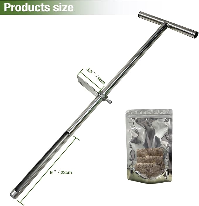 36" Soil Probe, Stainless Steel Soil Sampler Probe with Foot Pedal and Reusable Sample Bags, Soil Test Kits for Lawn Plant Garden Farm Soil Sampling