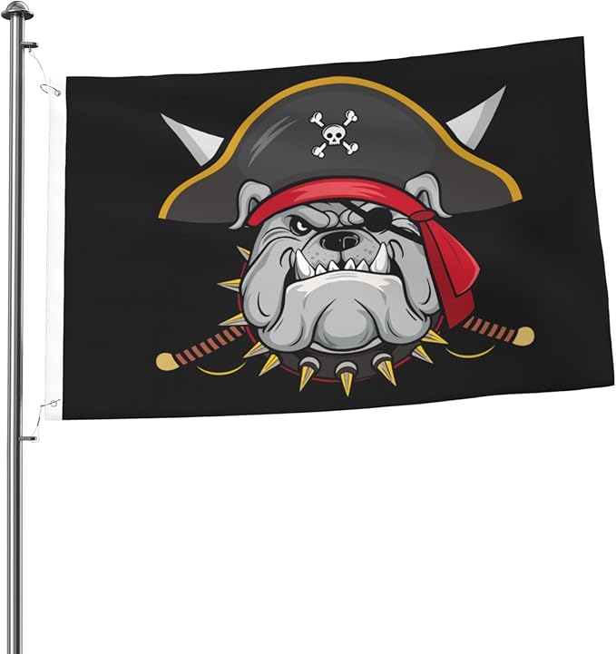 Bulldog Pirate Flag 2x3 Ft Outdoor Indoor With Grommet Dog Garden Yard Banner Decorative Sign
