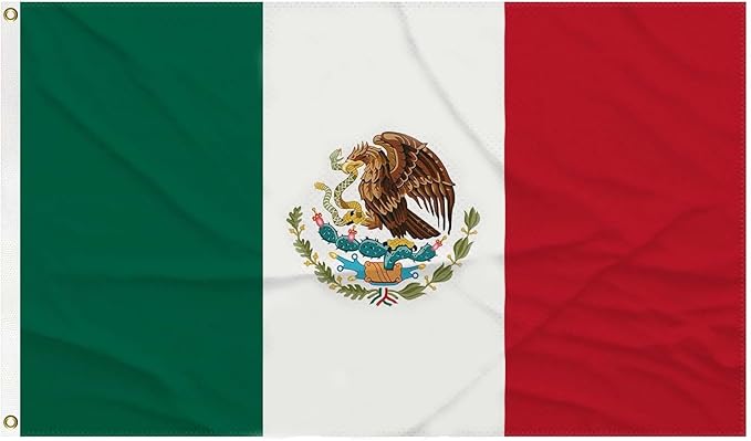 3x5 Feet Mexico Flag Outdoor Gardens Man Cave College Car Decor Double Stitched Edges Vivid Colors and Polyester Fabric Mexican National Flags With 2 Brass Grommets (pk5)