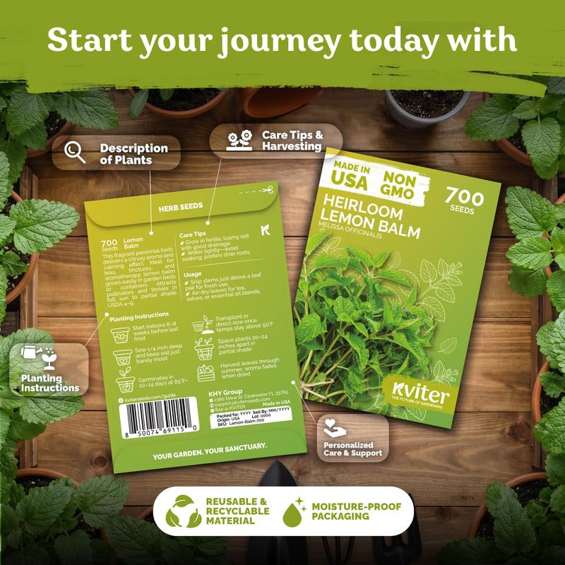 1 400 Lemon Balm Heirloom Herb Seeds for Planting