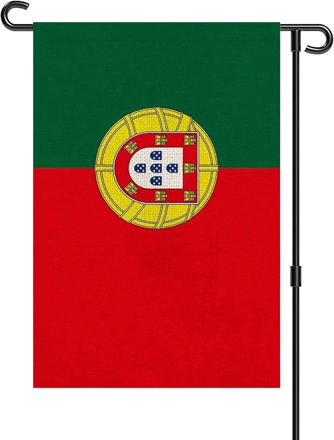 Portugal Garden Flag 12 x 18 Inch, Portuguese Yard Flag Double Sided Burlap Outdoor Decor for Porch, Lawn, Mailbox, National Celebrations