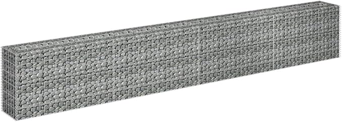 Galvanized Steel Gabion Raised Bed Gabion Planter Steel Fencing Wire Patio Flower Plant Bed Basket Stone, Ideal for Garden and Patio, 141.7"x11.8"x23.6",-208