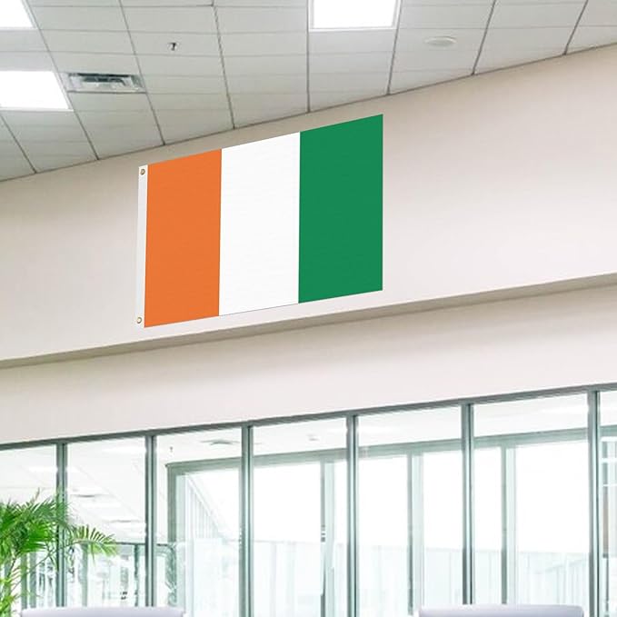 ASUNO Ireland Flag 3 × 5 Feet Polyester Irish National Banner with 2 Brass Grommets Double Side Vivid Color Fade Resistant for Outside Garden Lawn Patio