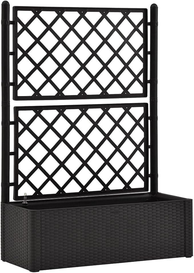 Raised Garden Bed,Garden Box,for Vine Climbing Plants Vegetable Flower Free-Standing Raised Planter,Garden Raised Bed with Trellis and Self Watering System,for Yard Garden Indoor Outdoor,Anthracite