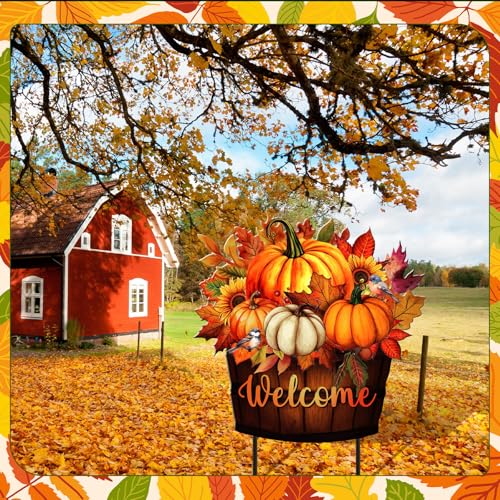 Fall Metal Stakes Yard Decor (Stylish)